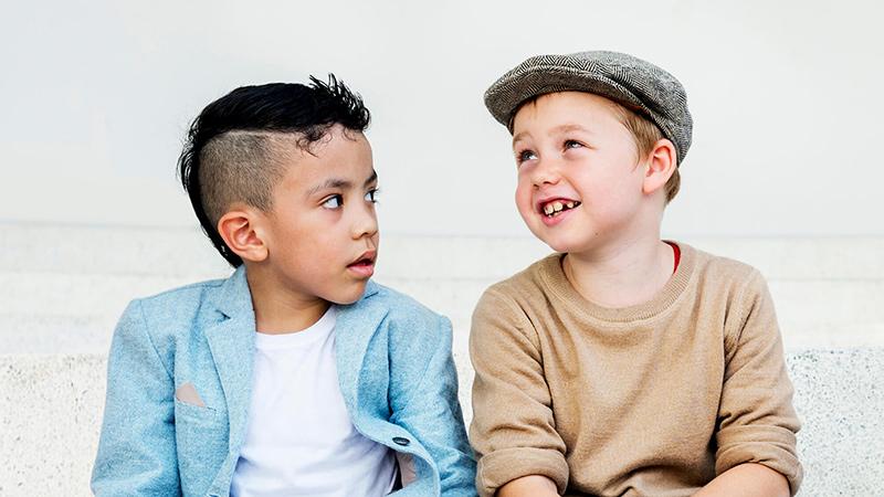 two boys talking